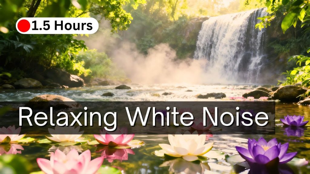 1.5 Hours of Relaxing White Noise in Zen Waterfall & Piano | CALM 6