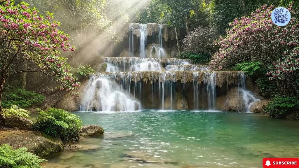 Waterfall Garden with Super‑Soft Piano — Relaxing Nature Ambience for Study, Sleep, Focus