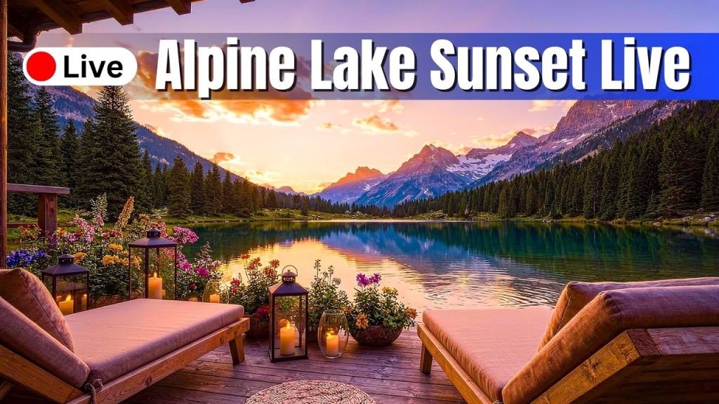 9 Hours of Alpine Lake Sunset Live Relaxing Nature Scenery with Peaceful Music  Sleep, Study